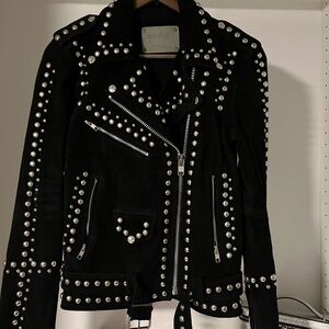 Free People Black Studded Leather Jacket
